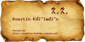 Kosztin Kálmán névjegykártya